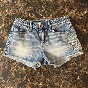 Buckle Black denim shorts